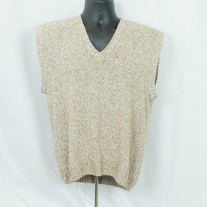 WinterSilks Khaki Knitted Golf V Neck Large Silk